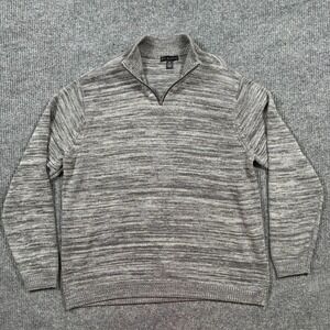 VIA EUROPA Mens Size 2XL Gray Space Dye Quarter Zip Sweater Acrylic Pullover